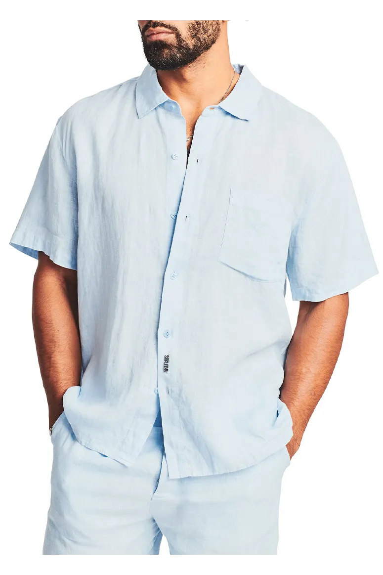 SER.O.YA - Jonah Linen Button Down - Light Blue