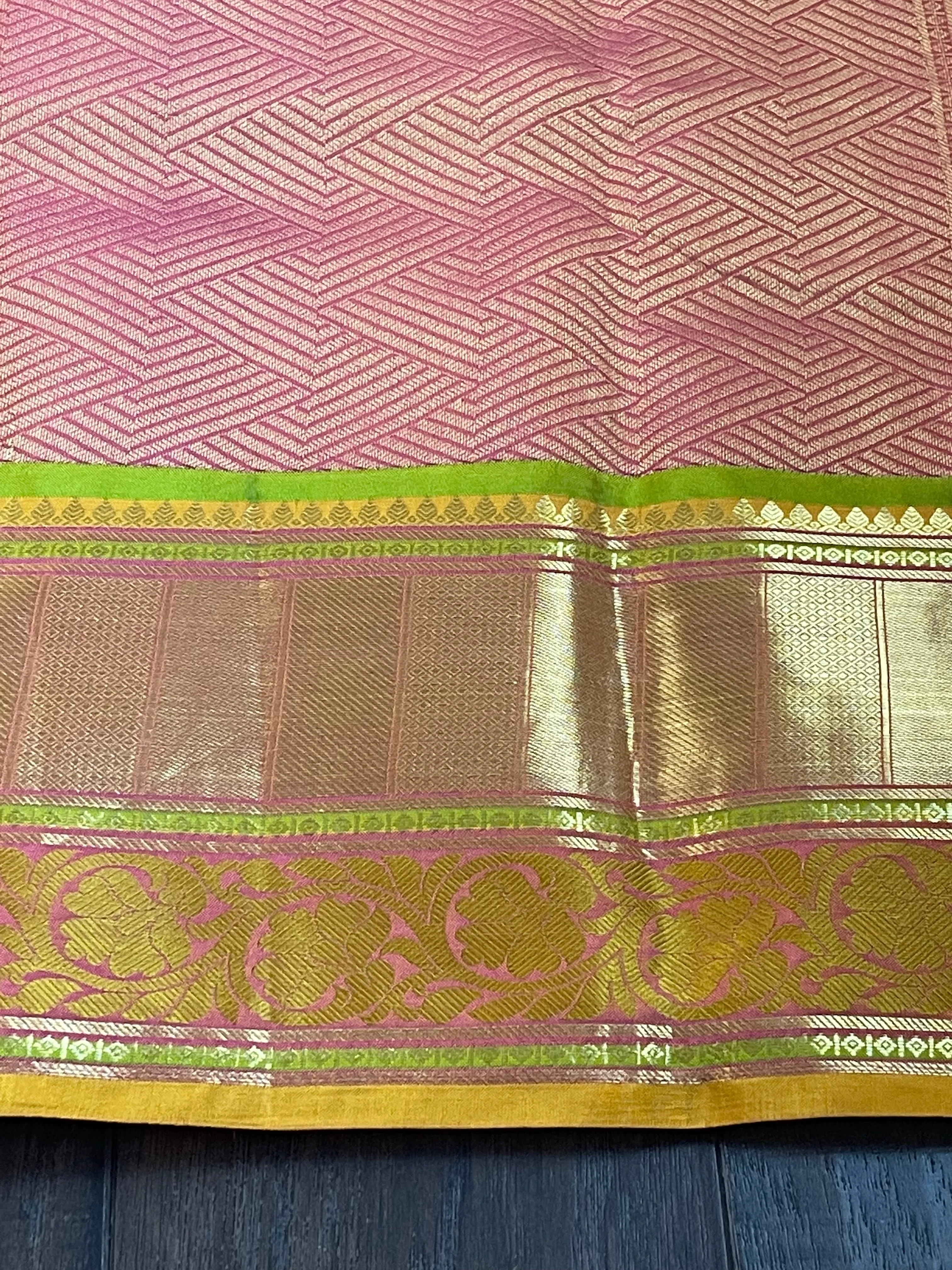 Silk Kanjivaram - Yellow Pink