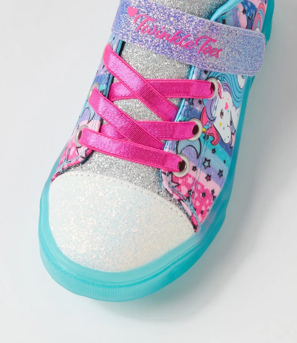 SKECHERS Twinkle Si Blue Multi Fabric Sneakers