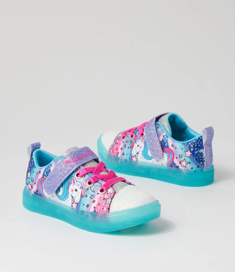 SKECHERS Twinkle Si Blue Multi Fabric Sneakers