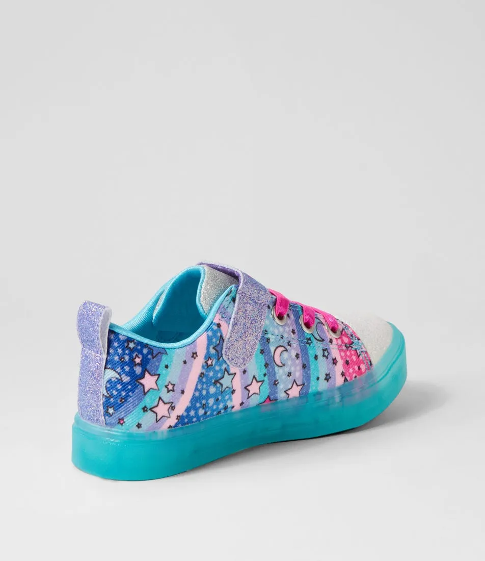 SKECHERS Twinkle Si Blue Multi Fabric Sneakers