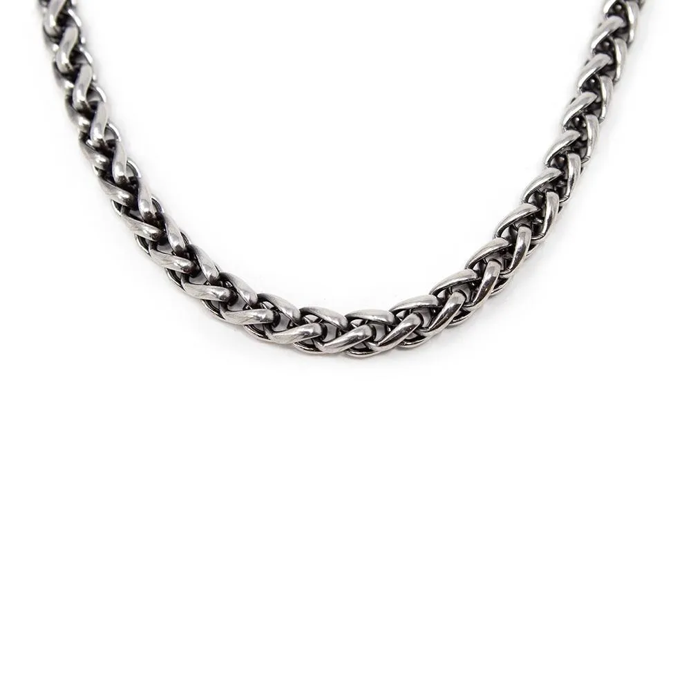 Stainless Steel Black Oxidized Franco Necklace