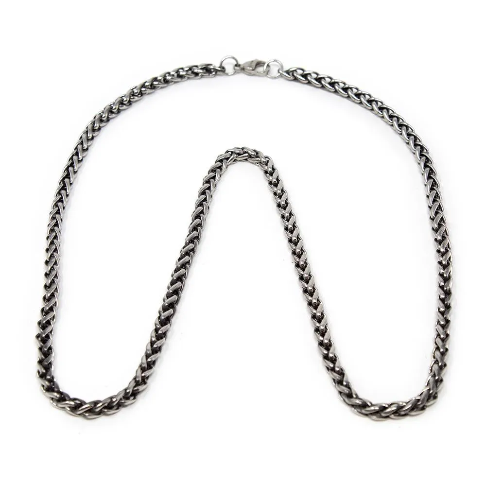 Stainless Steel Black Oxidized Franco Necklace