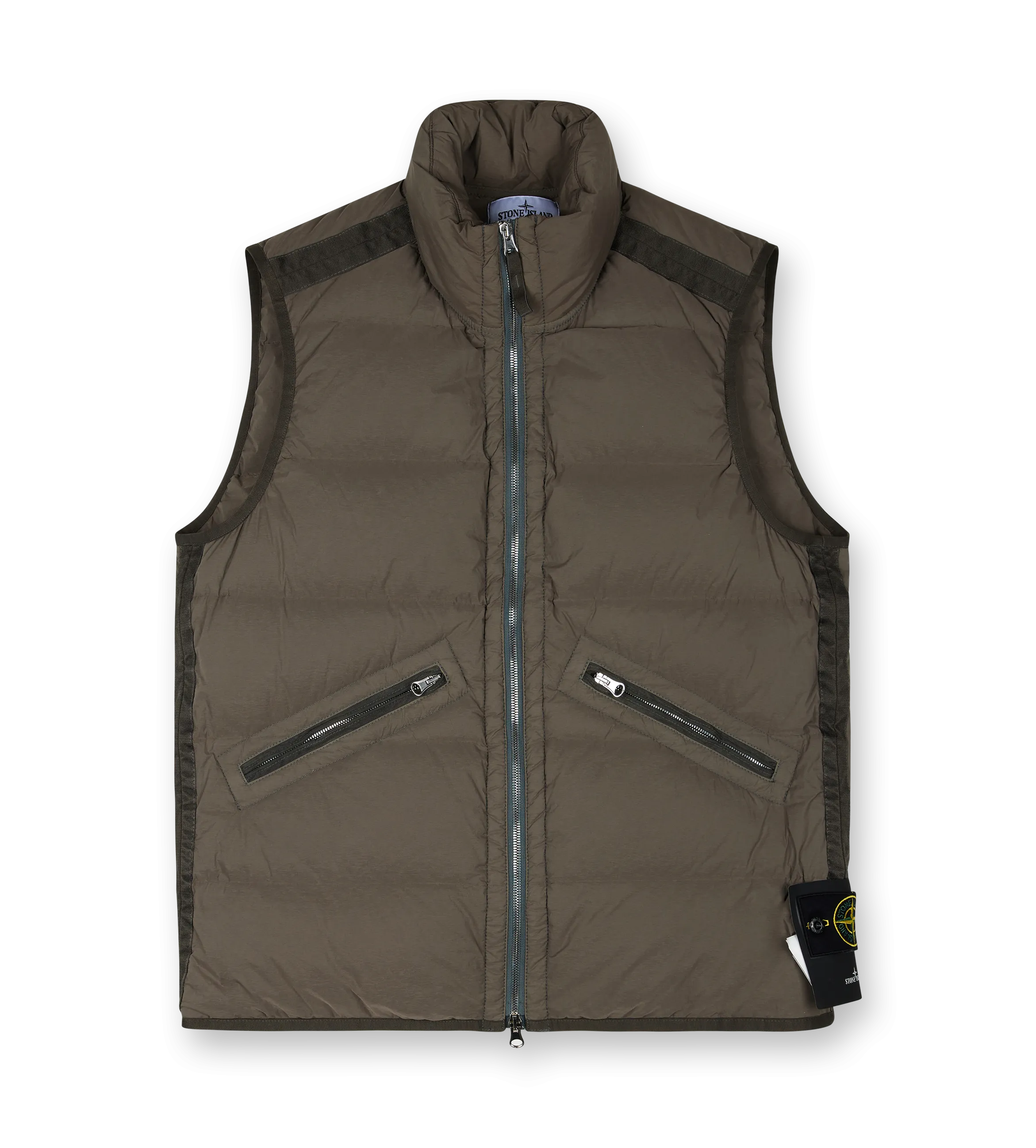 Stone Island    Logo-Appliquéd Webbing-Trimmed Quilted Shell Down Gilet