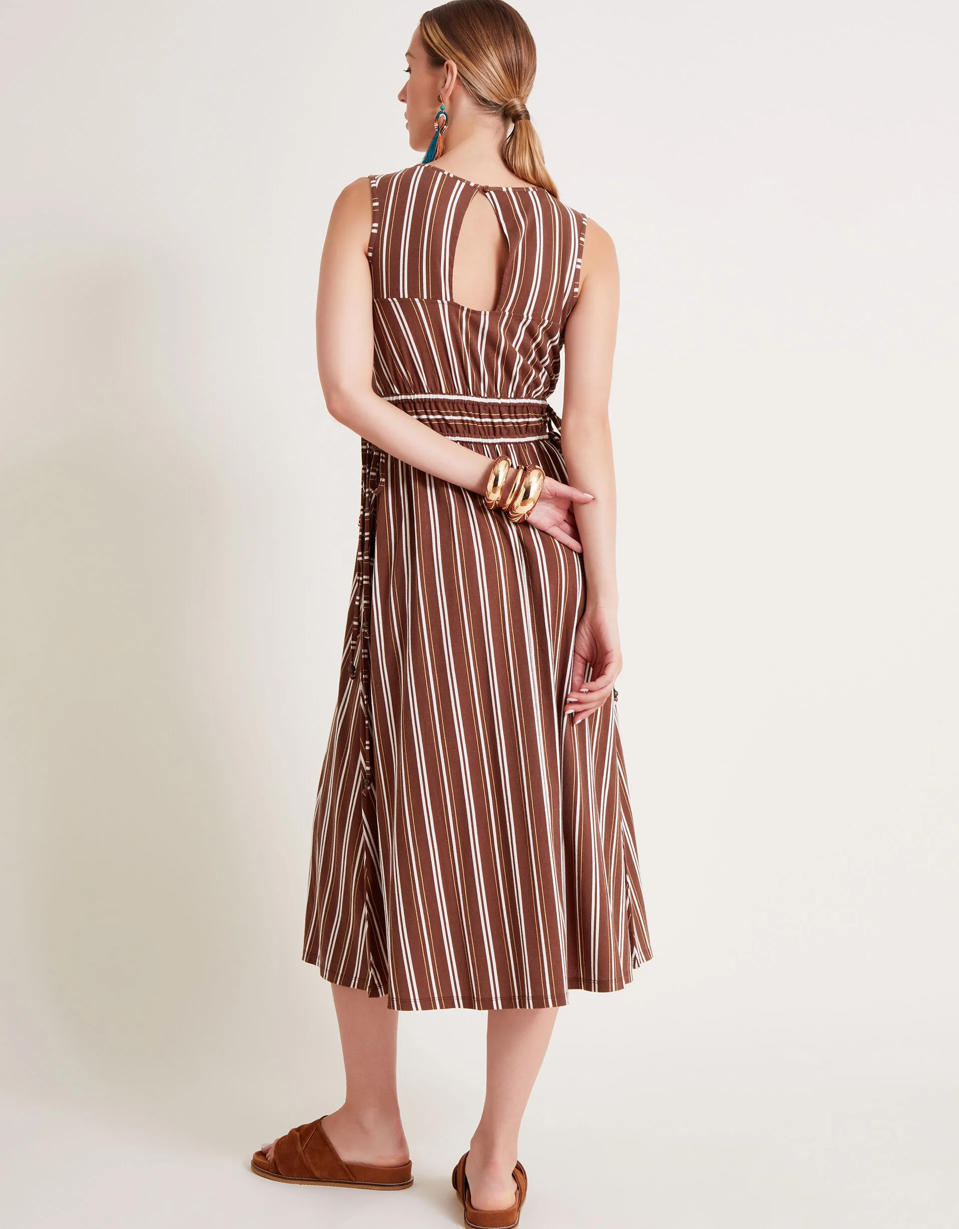 Stripe Jersey Dress Brown