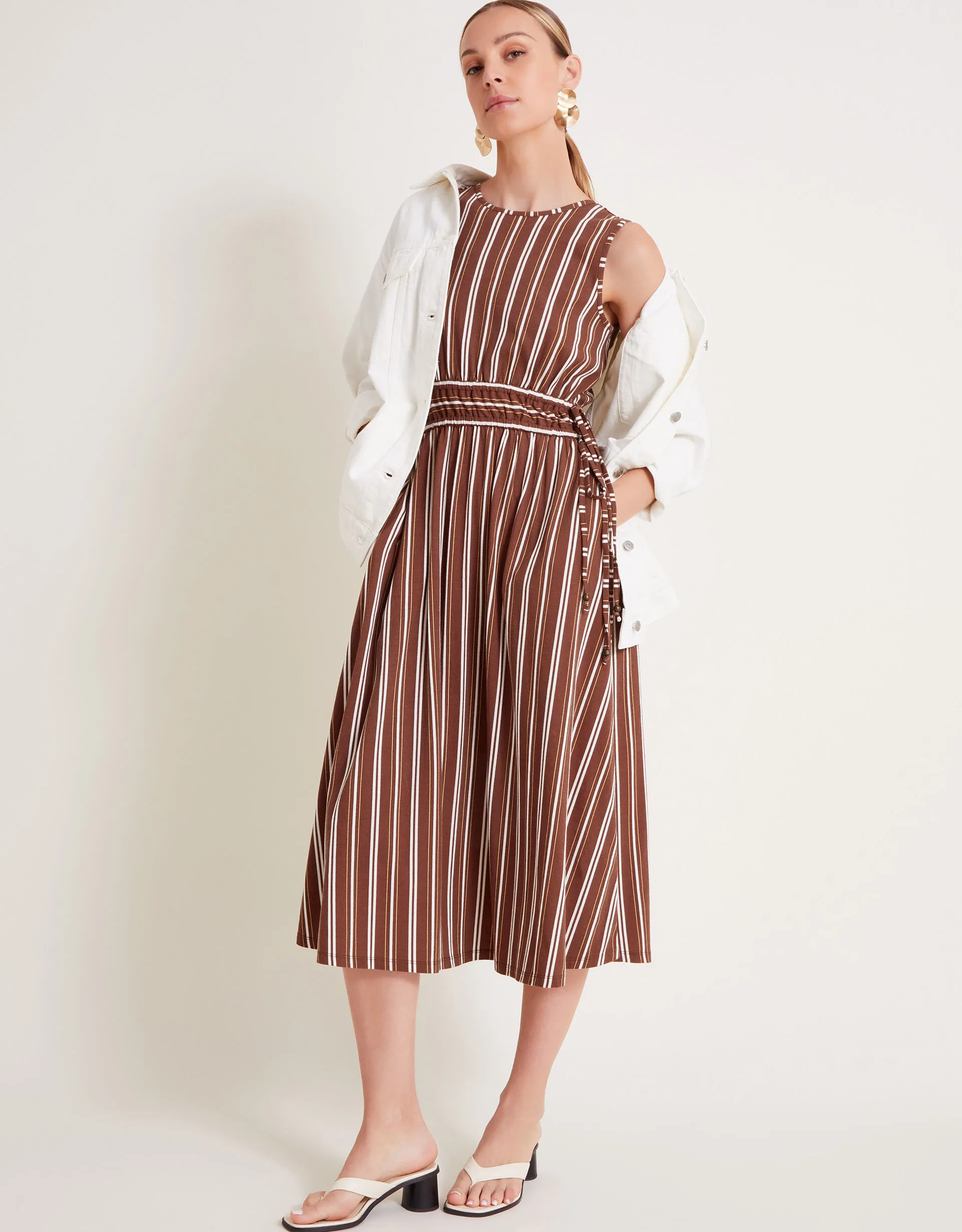 Stripe Jersey Dress Brown