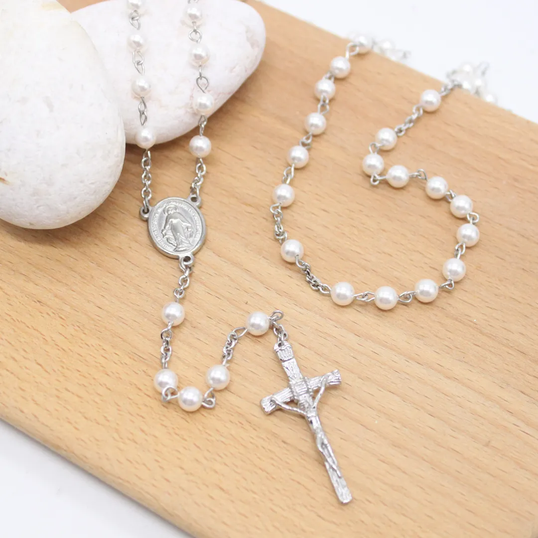 Swarovski Pearl Crystal Rosary - White/Peach/Blue/Pink (Personalisation Available)