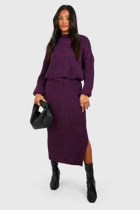 Sweater And Skirt Knitted Two-Piece