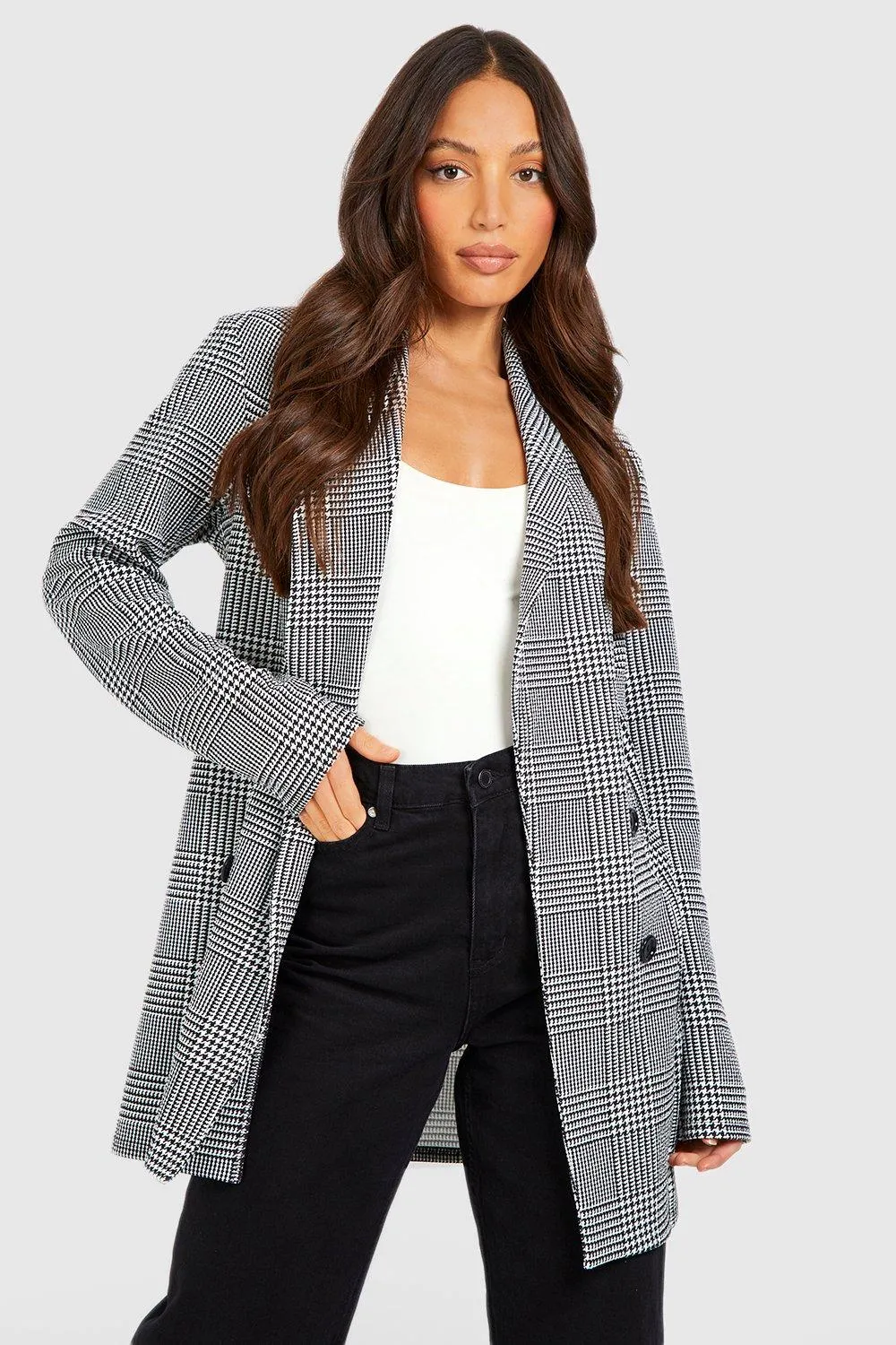 Tall Basic Jersey Knit Flannel Relaxed Fit Blazer