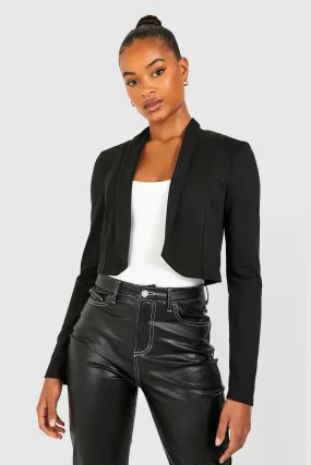 Tall Basic Jersey Knit Lapel Cropped Blazer