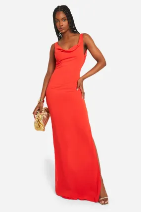 Tall Chiffon Cowl Neck Maxi Dress