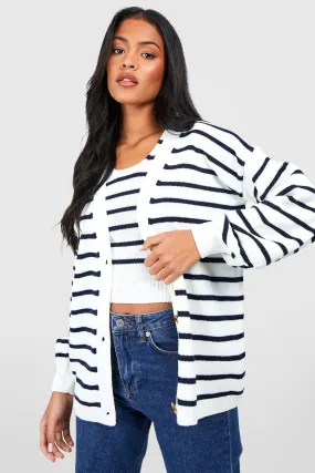 Tall Knitted Stripe Boxy Cardigan