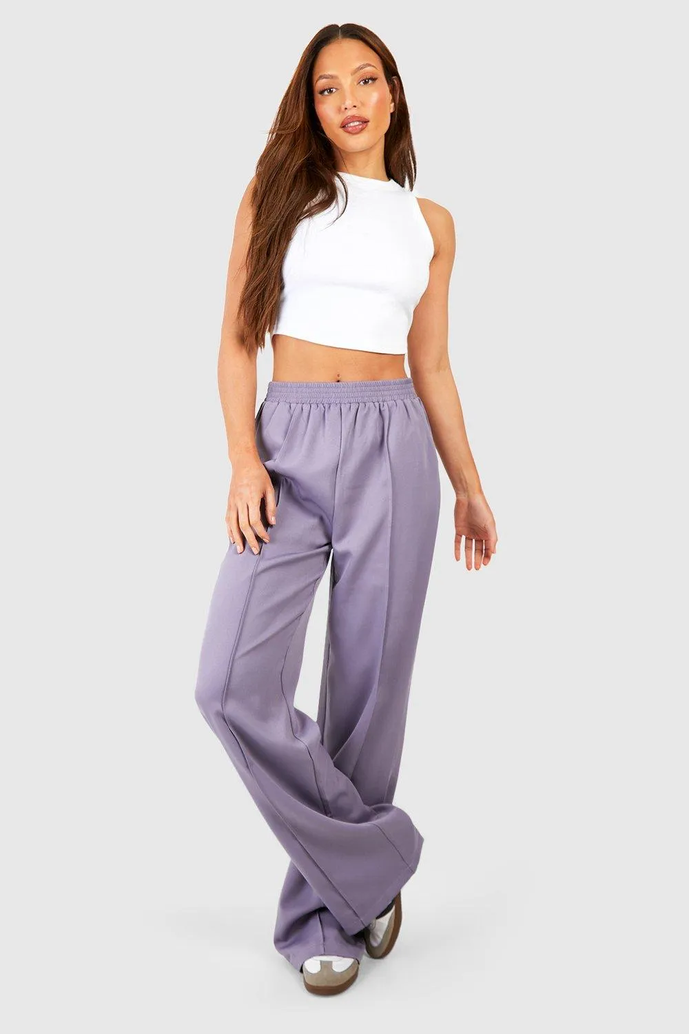 Tall Seam Front Relaxed Wide Leg Pants