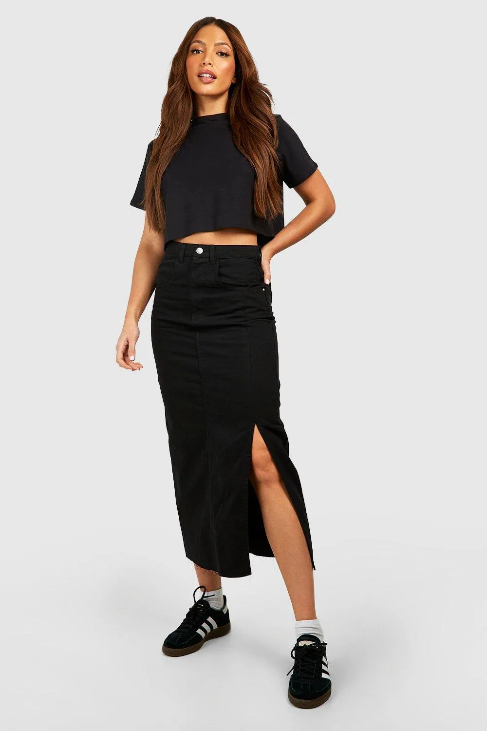 Tall Split Side Denim Midi Skirt