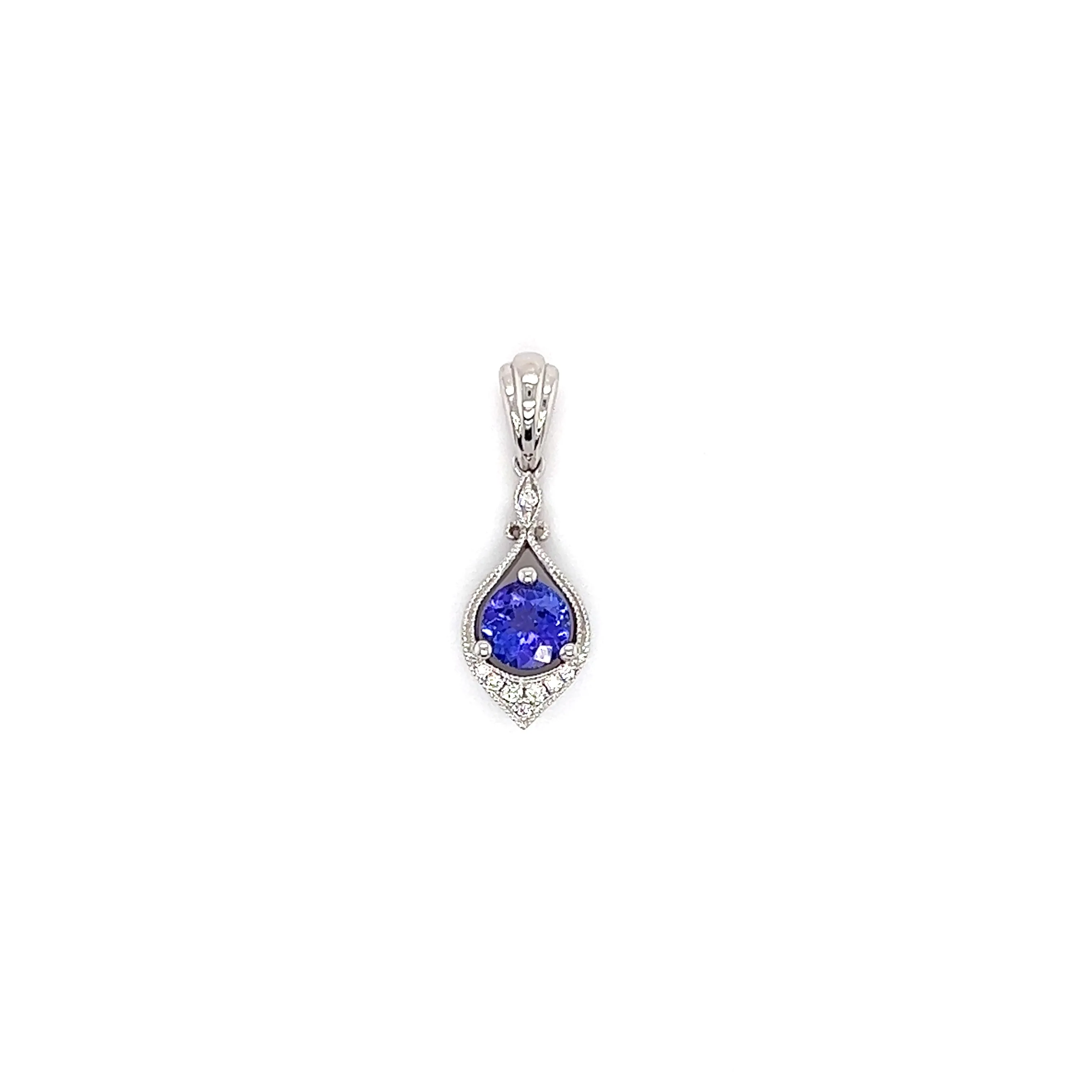 Tanzanite Pendant with Eight Diamonds in 14K White Gold