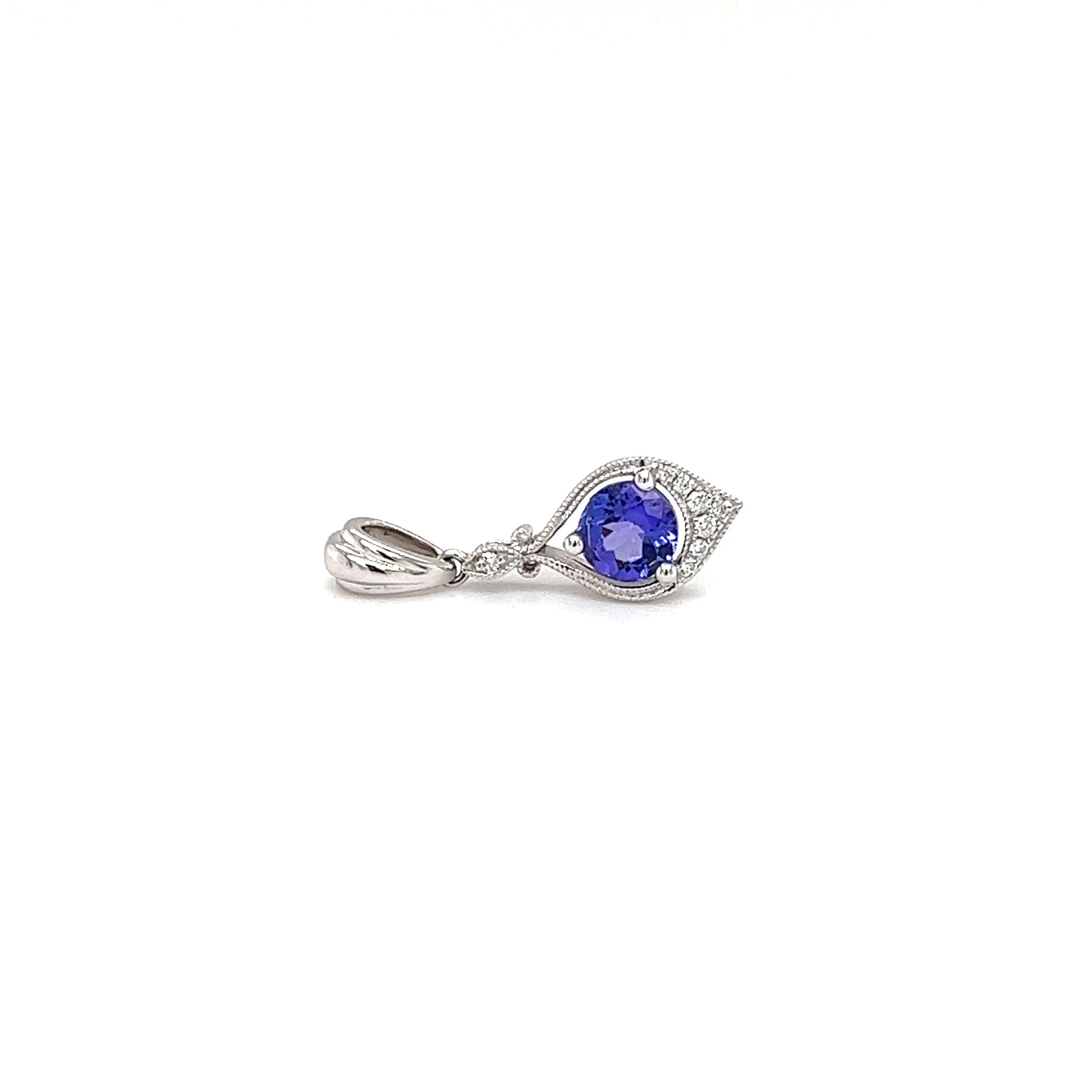 Tanzanite Pendant with Eight Diamonds in 14K White Gold