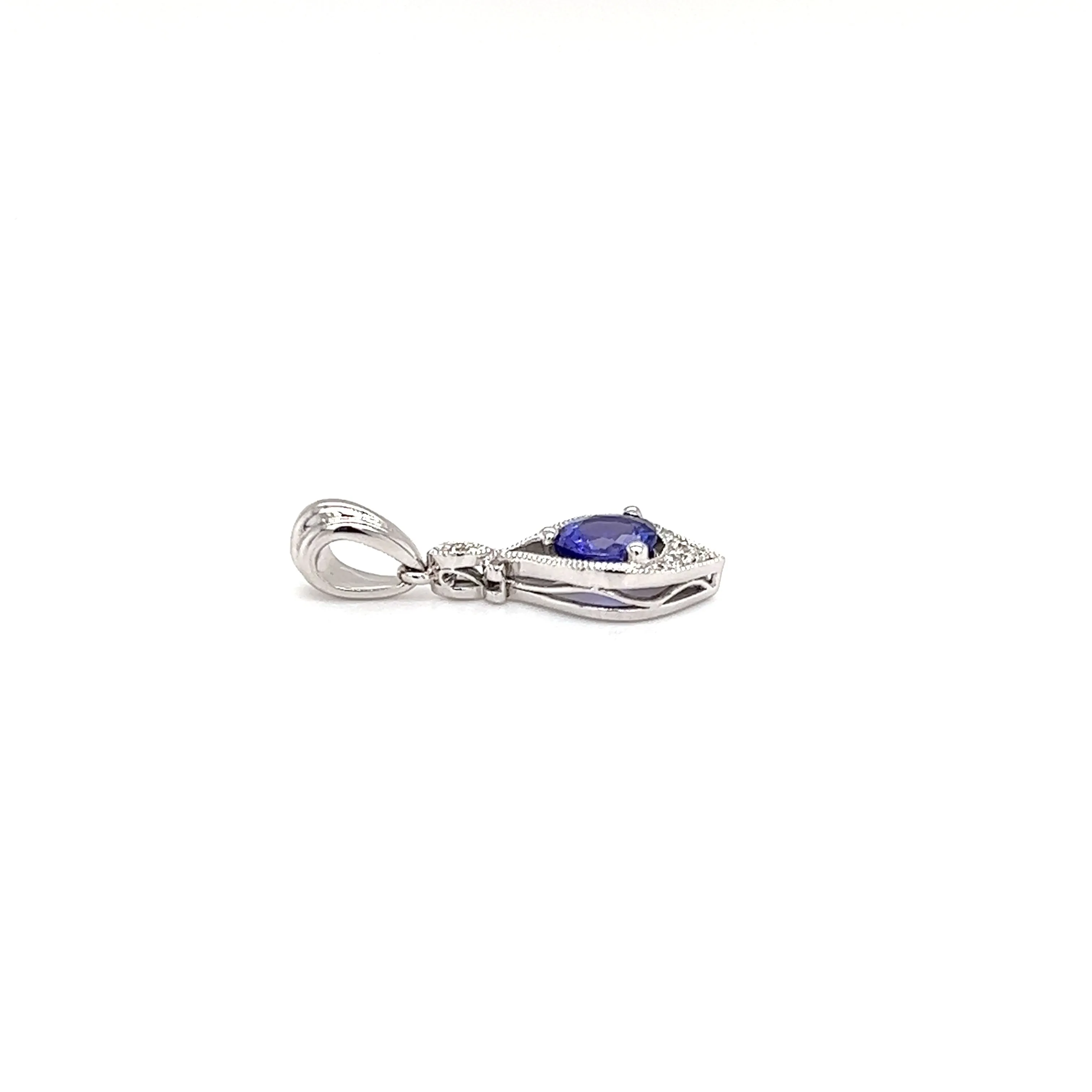 Tanzanite Pendant with Eight Diamonds in 14K White Gold