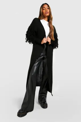 Tassel Sleeve Maxi Cardigan