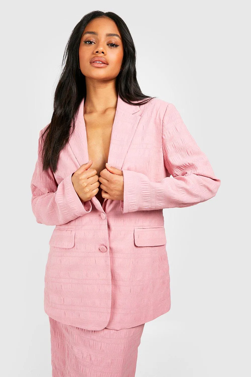 Textured Relaxed Fit Tailored Blazer