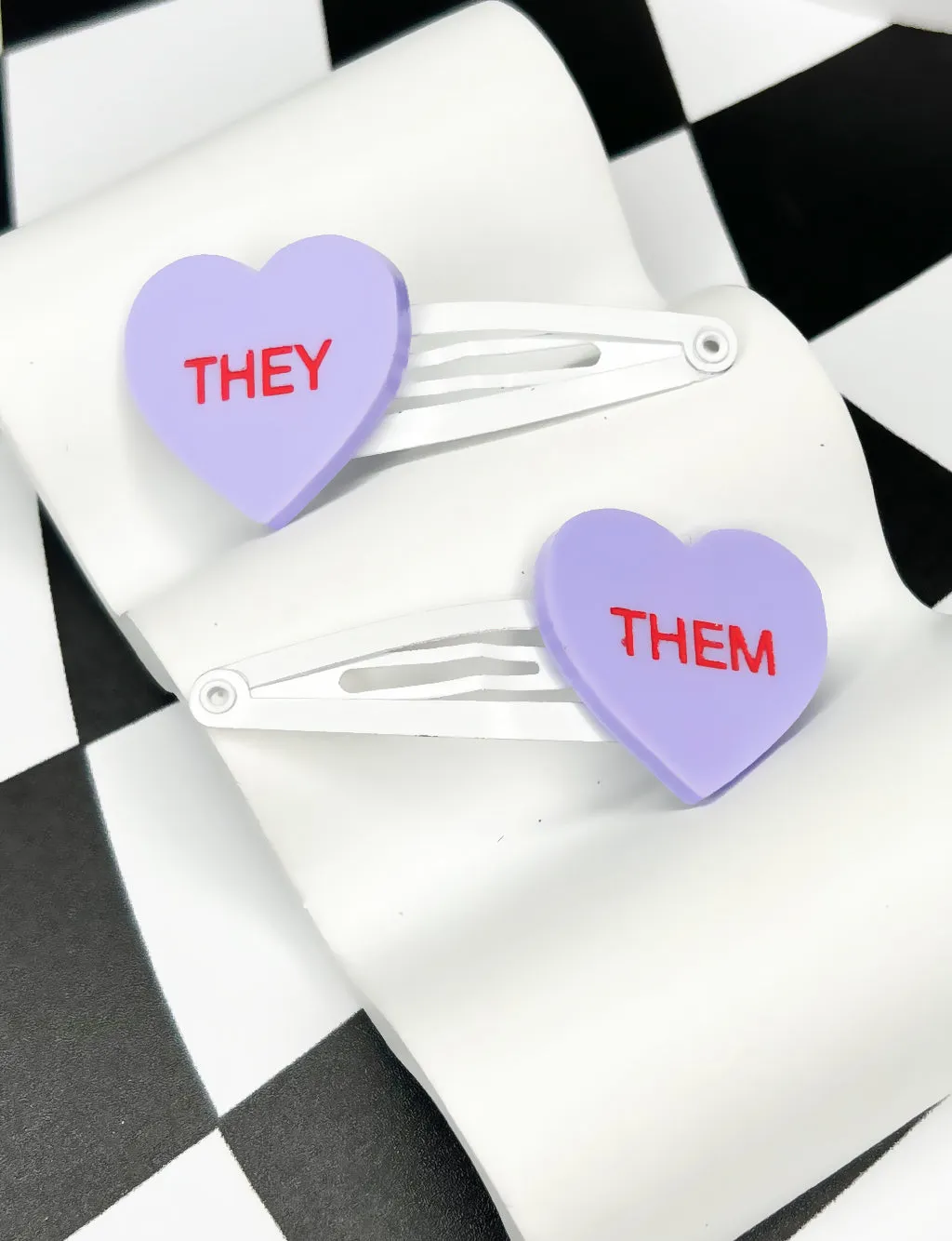 THEY/THEM GENTLE REMINDER HAIR CLIPS - PURPLE