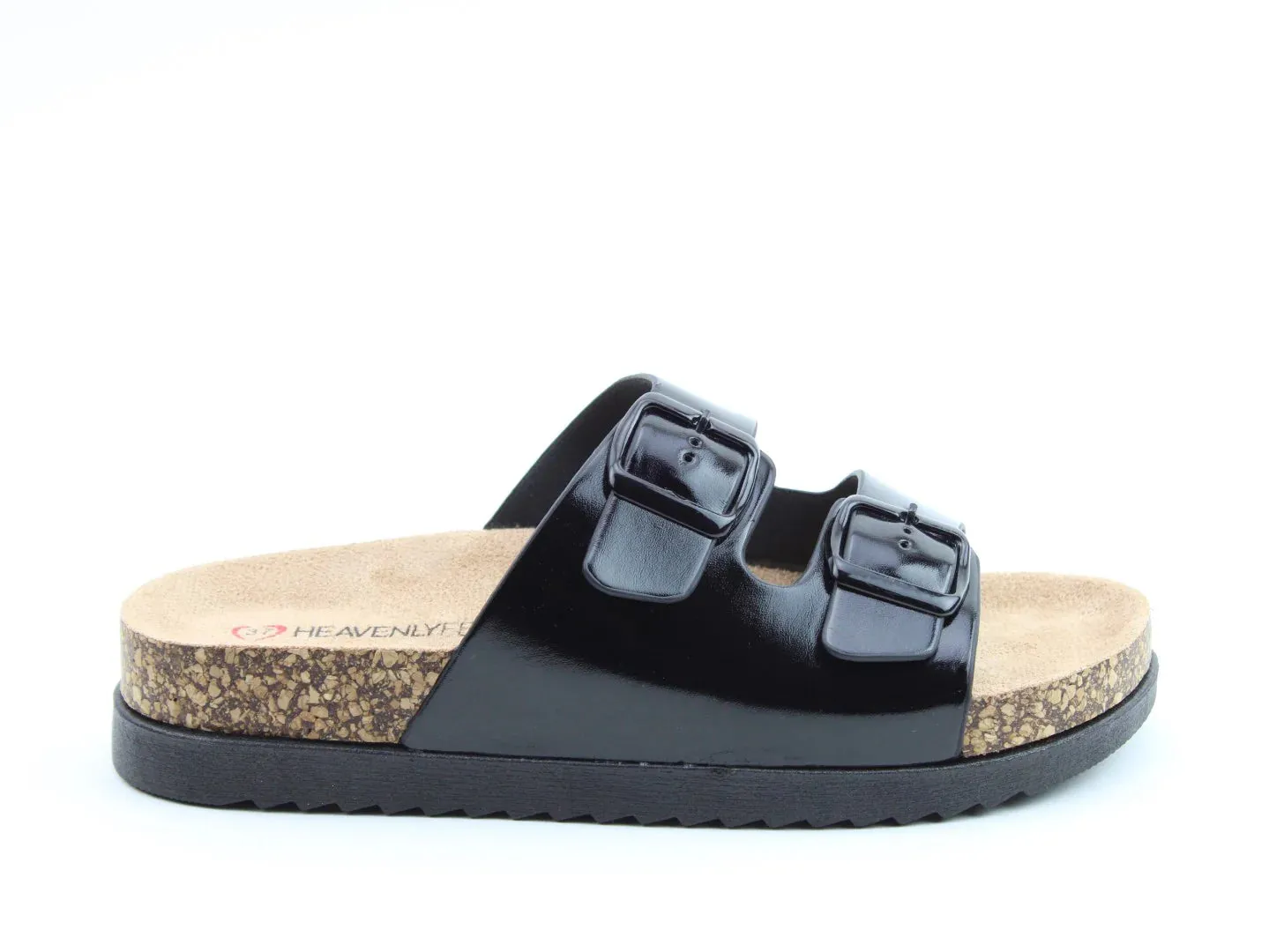 Totnes Double Buckle Slider- Black- Heavenly Feet