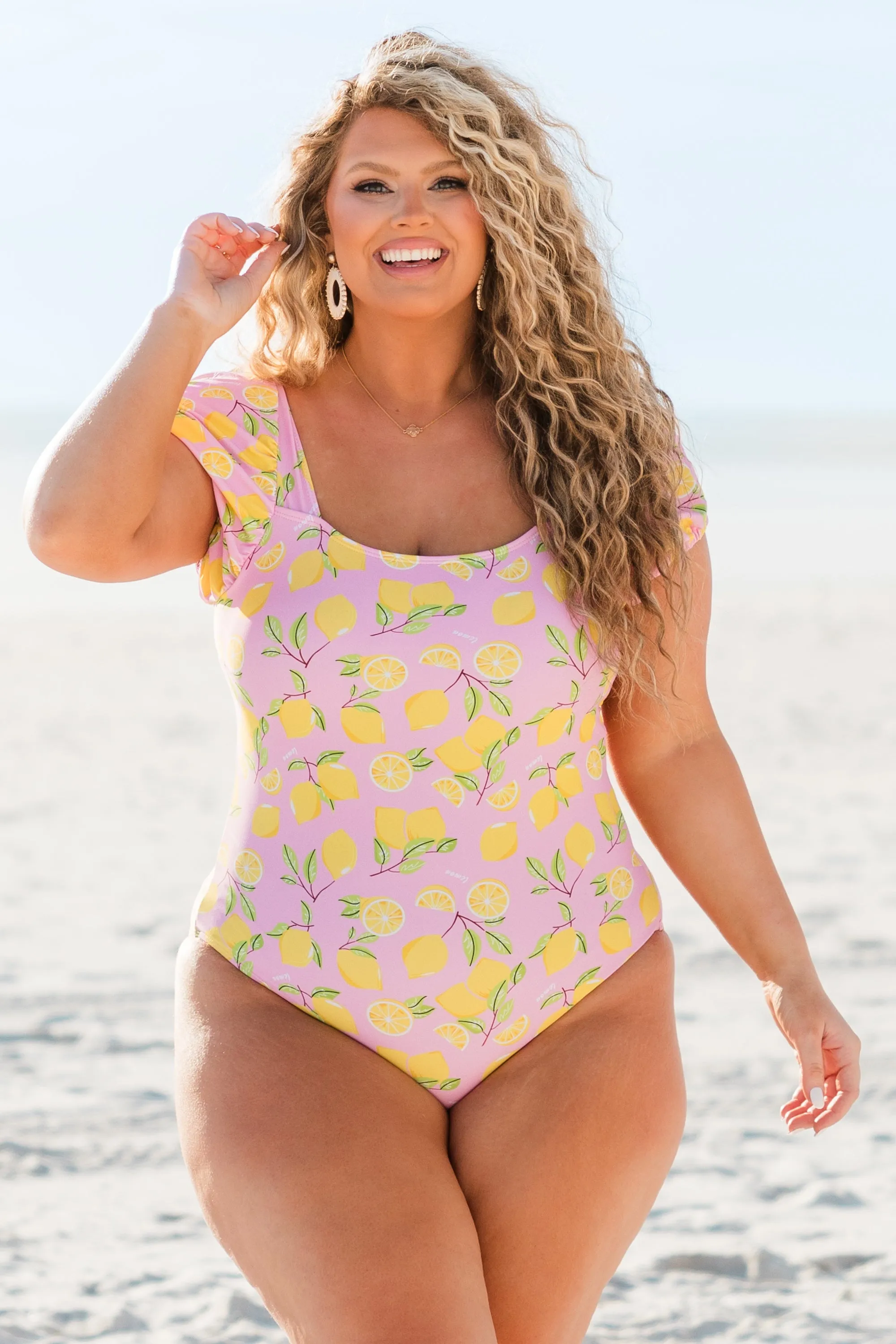 Vacation With Me Swimsuit, Pink Lemon