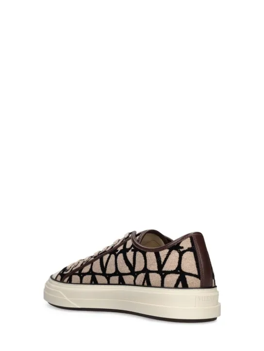 Valentino Garavani   20mm Toile Iconographie canvas sneakers 