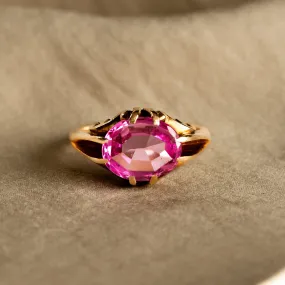 Victorian 10K Gold Synthetic Pink Sapphire Ring