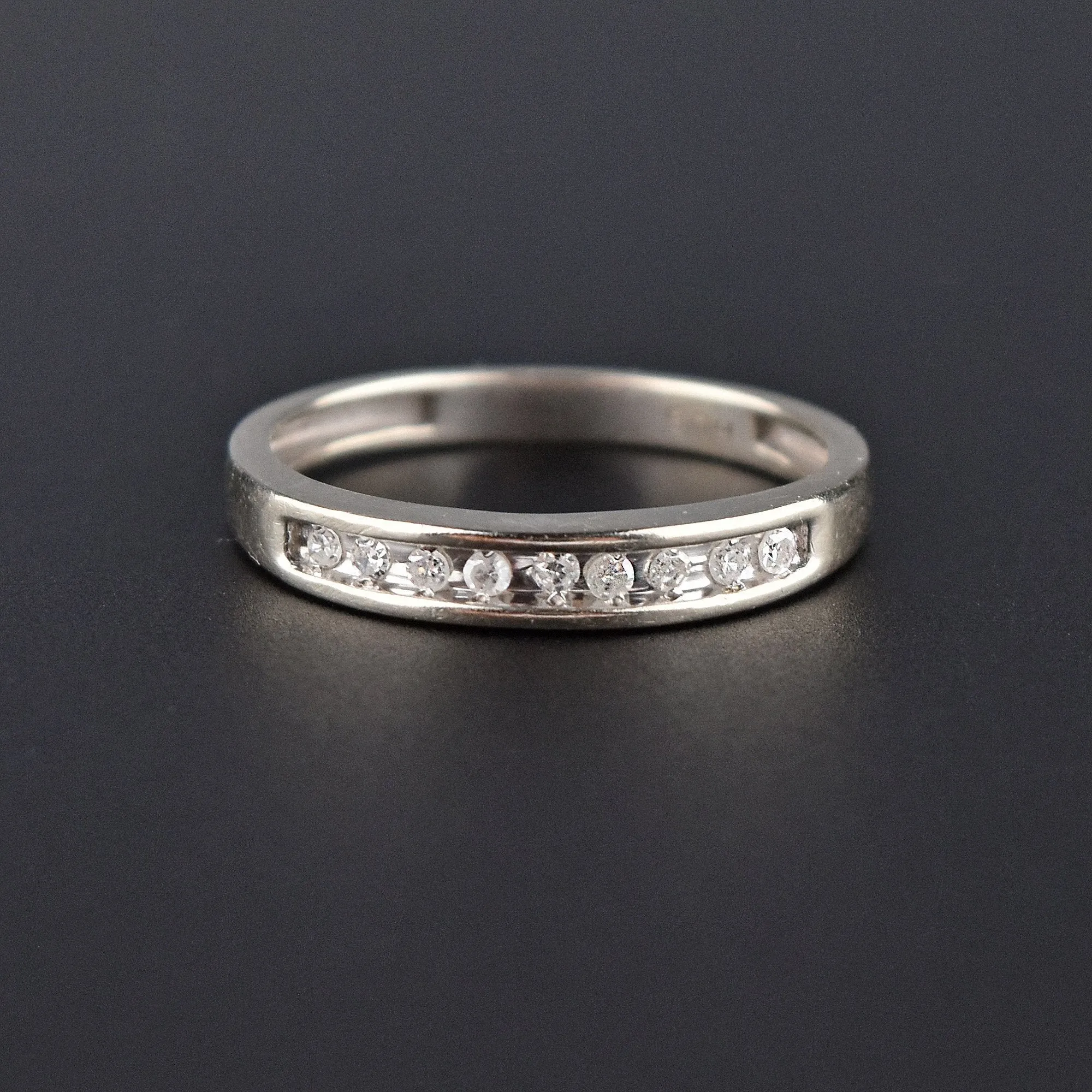 Vintage 10K White Gold Diamond Half Eternity Band Ring