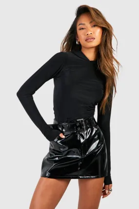 Vinyl Belted Mini Skirt