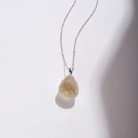 White South Sea Baroque Pearl Geode Pendant with Diamond