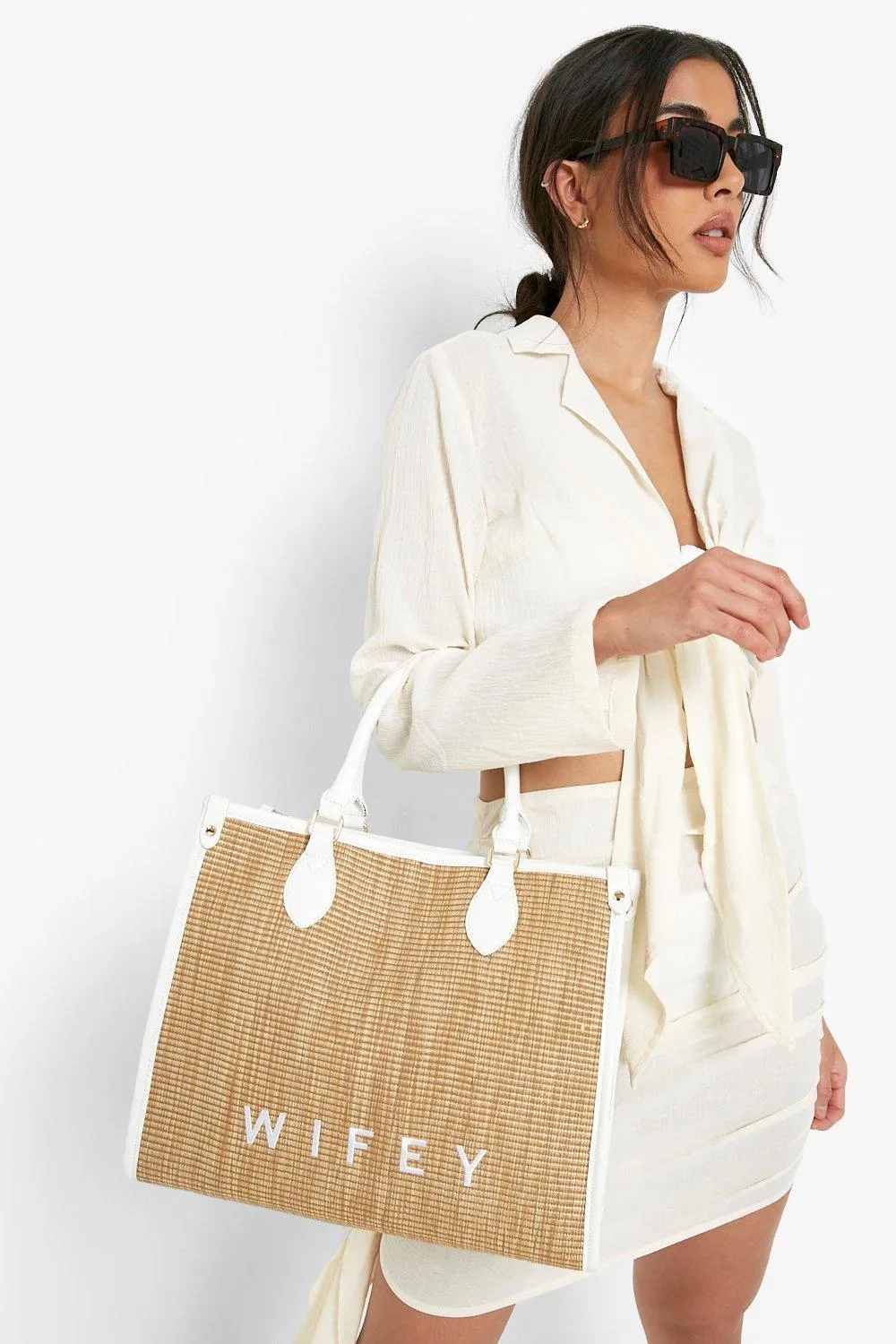 Wifey Straw Beach Bag