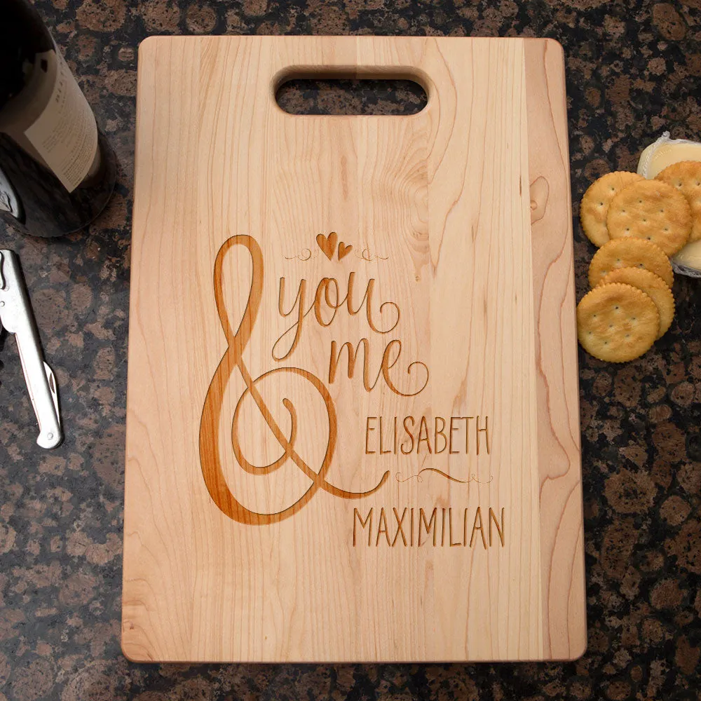 You And Me Personalized Maple Cutting Board