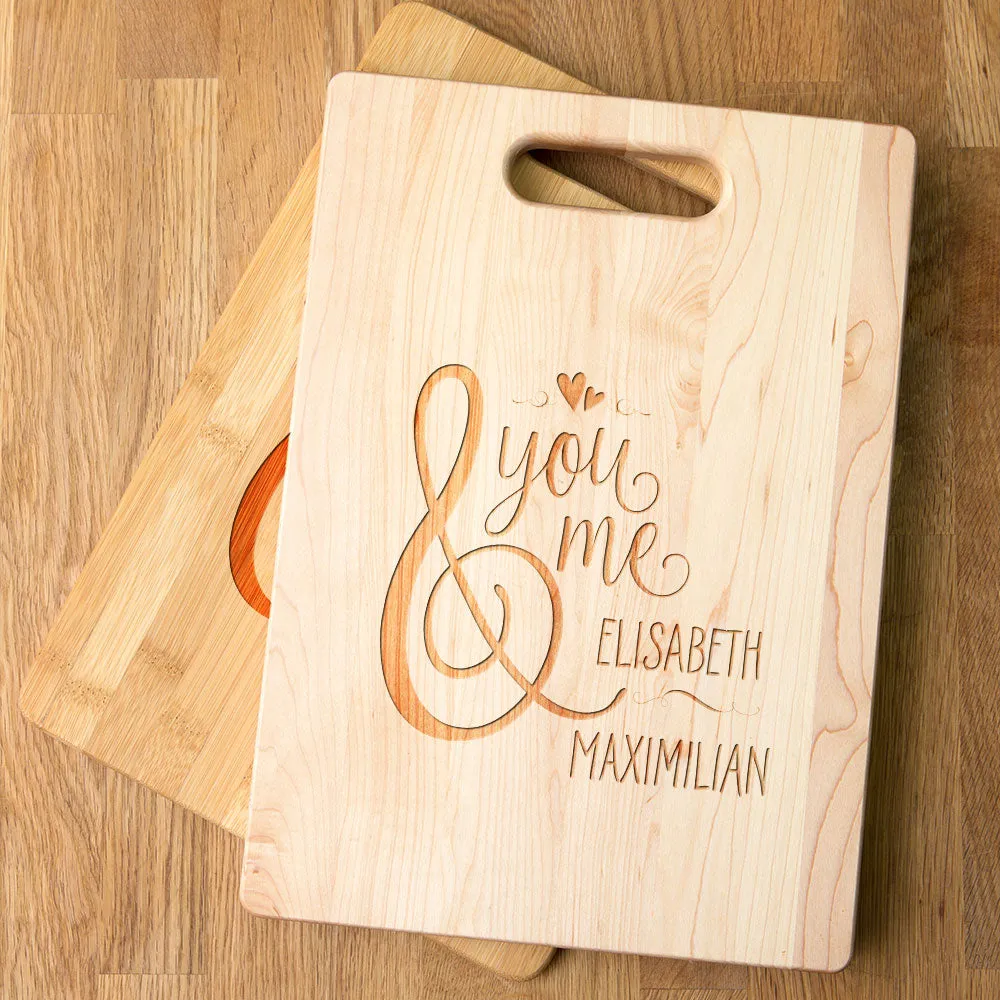 You And Me Personalized Maple Cutting Board